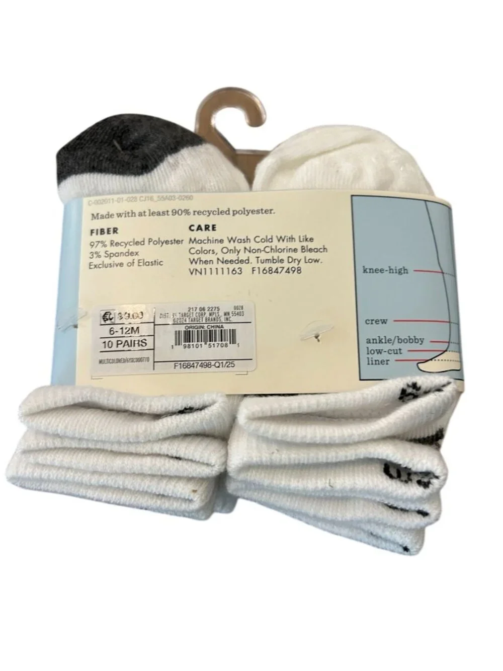 NWT Baby 10pk Striped Ankle Socks - Cat & Jack 6-12M: Knit Rib Cuffs, Midweight